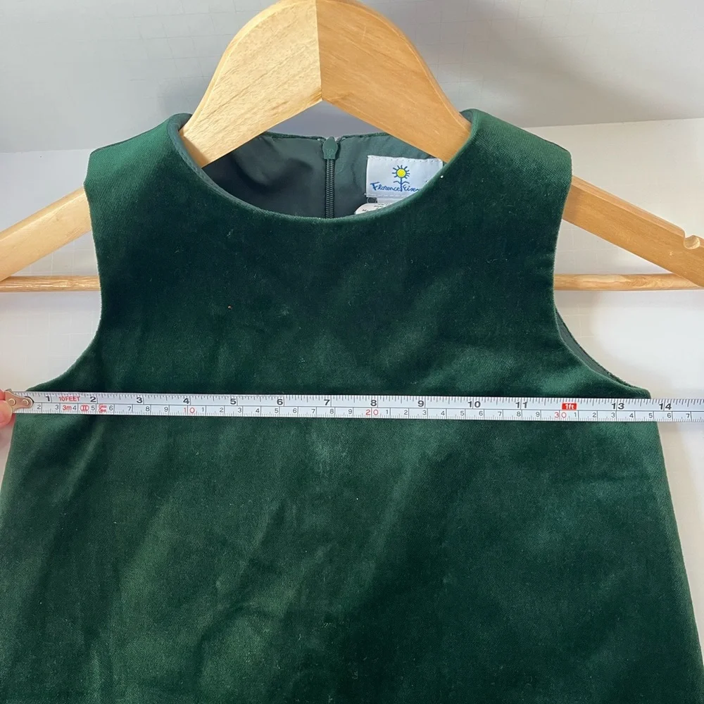 Florence Eiseman Dark Green Velvet Dress with Satin Bow Girls 6 Holiday Dress